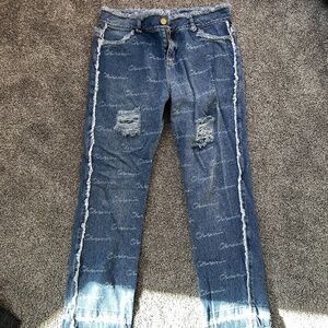 Obsesión Bodied By Uchis Script Tomboy Elegant Jeans size 12 and Bucket Hat
